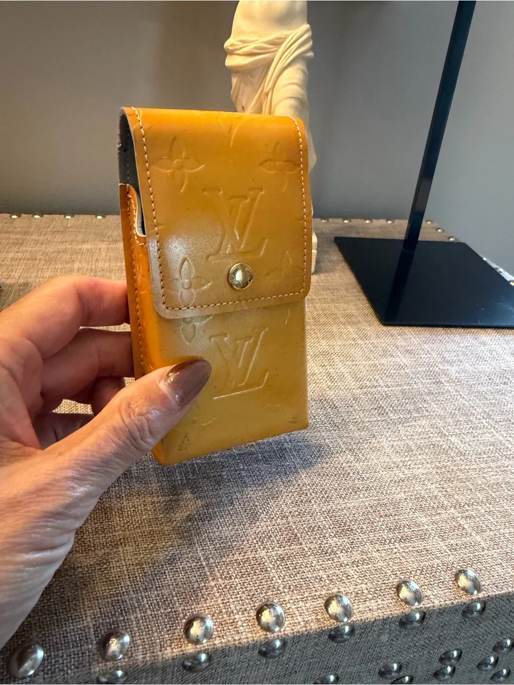 Louis Vuitton Yellow Monogram Embossed Leather Pouch